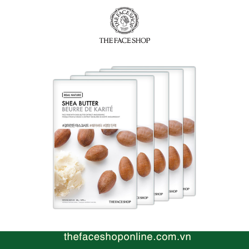 Set 5 Mặt nạ Phục Hồi Da REAL NATURE SHEA BUTTER FACE MASK (SET 5 PCS)