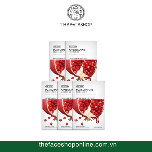 Set 5 Miếng Mặt Nạ Lựu Real Nature Pomegranate Face Mask