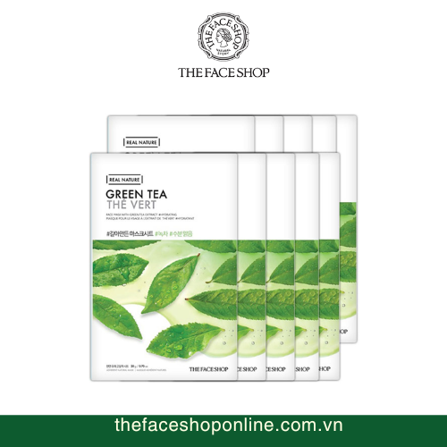 Set 10 miếng mặt nạ Trà Xanh Real Nature Green Tea Face Mask The Face Shop