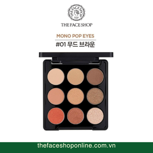 Bảng phấn mắt 9 màu Mono Pop Eyeshadow Palette fmgt (01 Mood Brown)